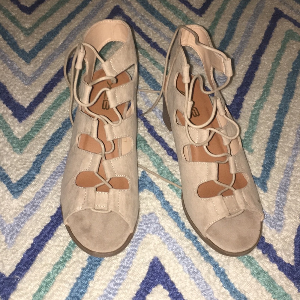 Faux suede heels